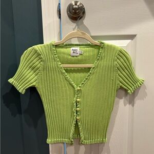 Princess Polly Lime Green Ribbed Button Down Shirt